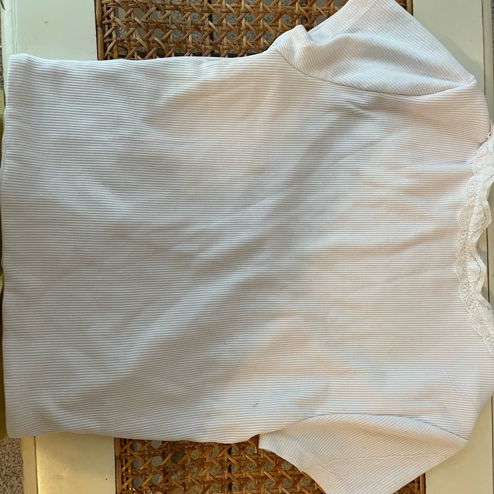 Super Down White Button-Down Crop Tee - image 2